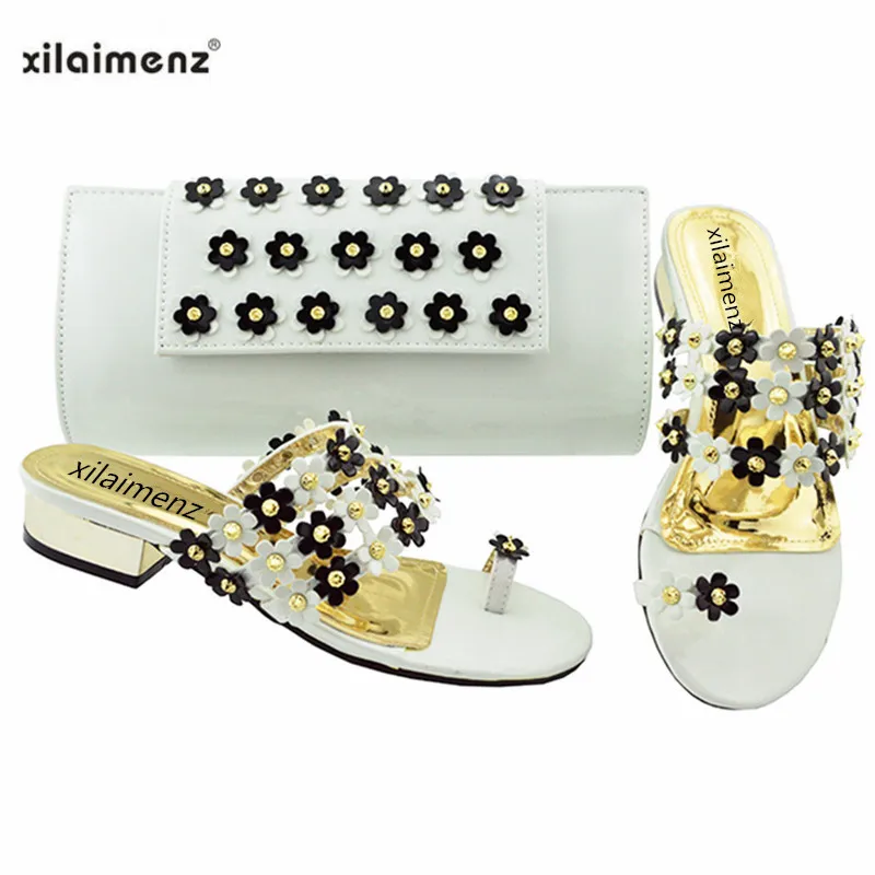 

New shop 40% discount 2018 New Fashion Italian Shoes with Matching bags For Wedding and Party Women Shoes Low Heels Slipper