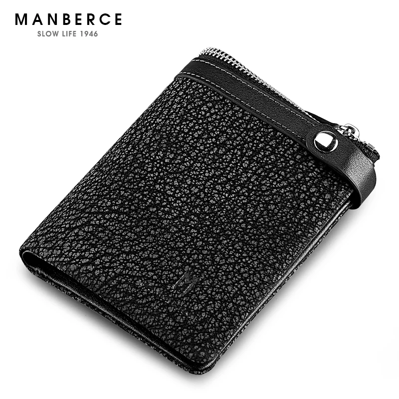 

MANBERCE Men Wallet Genuine Leather Credit Card Holder Cowhide Purse Credit Card Brand Wallet Men's Long Wallet Free Shipping