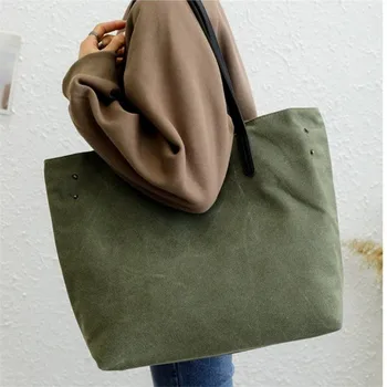 

Big Shoulder Bag Contracted Joker 100% Canvas Leisure Or Travel Bag Large Capacity Solid Shopping Women Large Capacity Handbag