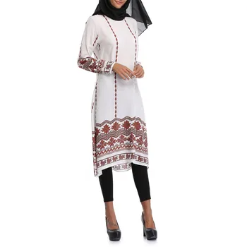 

Print Abaya Dresses Cardigan Kimono Robe Women Islamic Printing Long sleeves Plus Size Middle East Long DressY53
