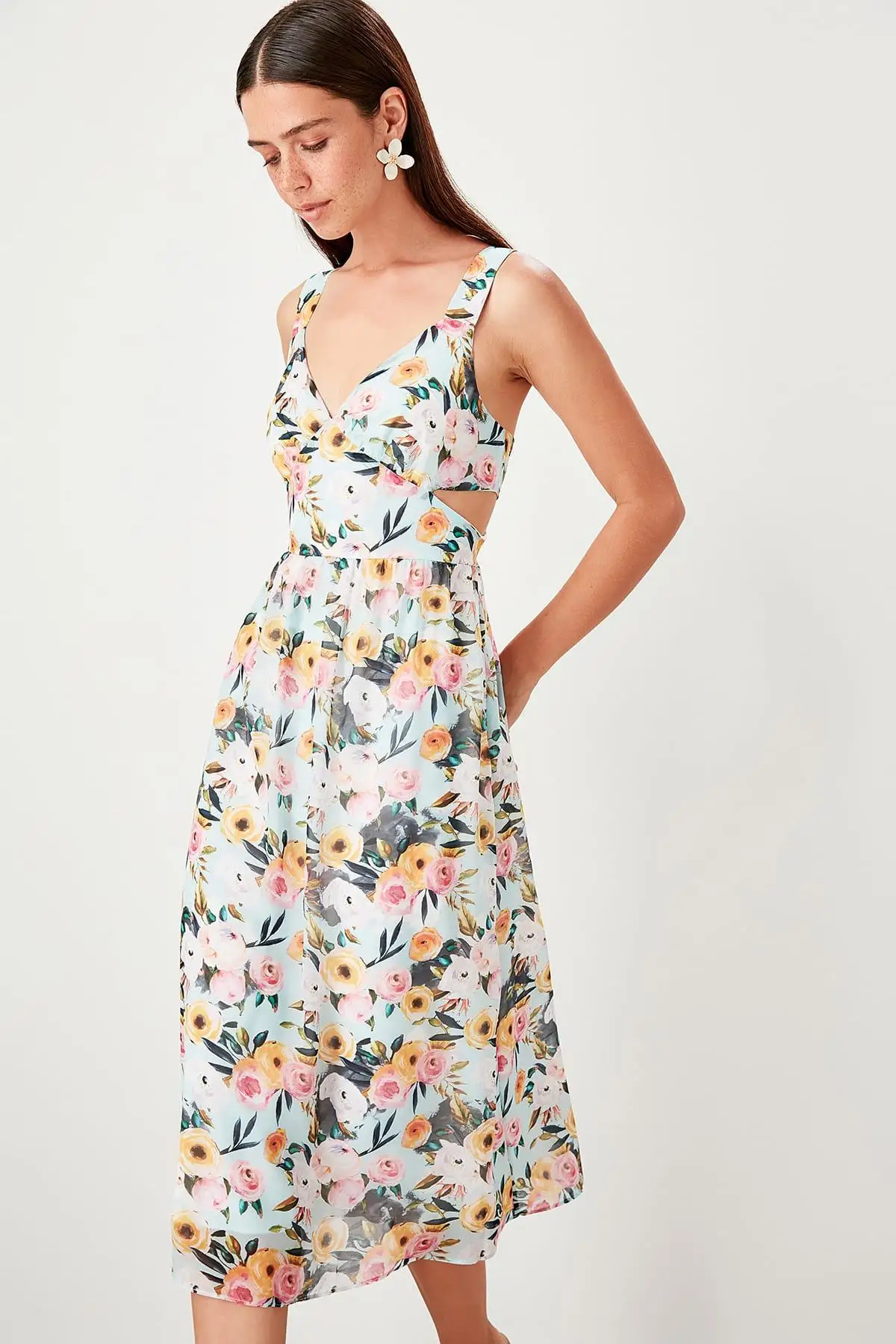 

Trendyol Mint Print Dress TWOSS19EL0139