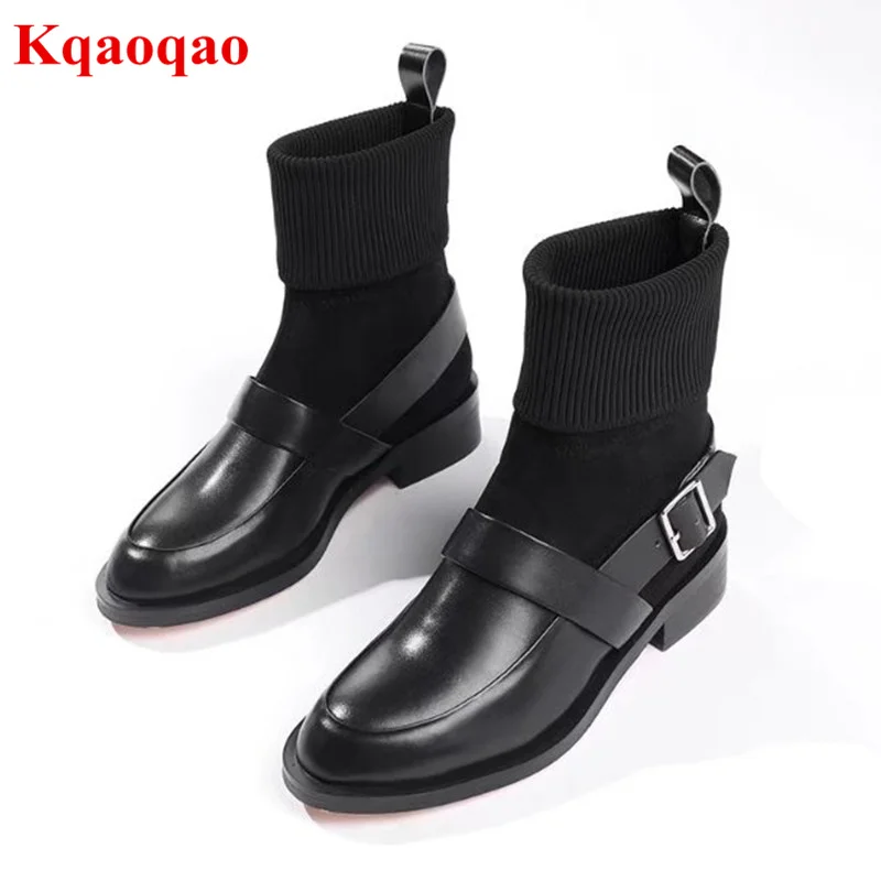 leather sock boots low heel