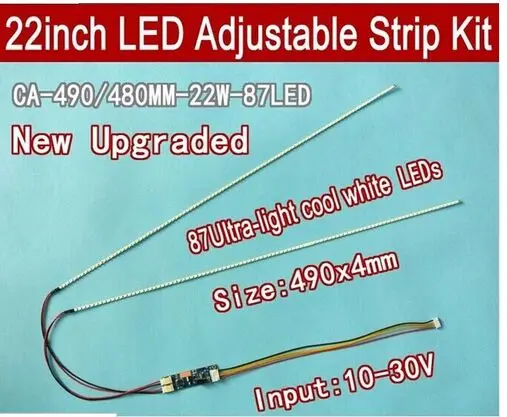 2PCS 490mm Adjustable brightness led backlight strip kit,Update your 22inch ccfl lcd wide screen panel monitor to led bakclight 2pcs x universal replacement 14 inch led backlight strip kit update lcd panel screen laptop to led 290mm