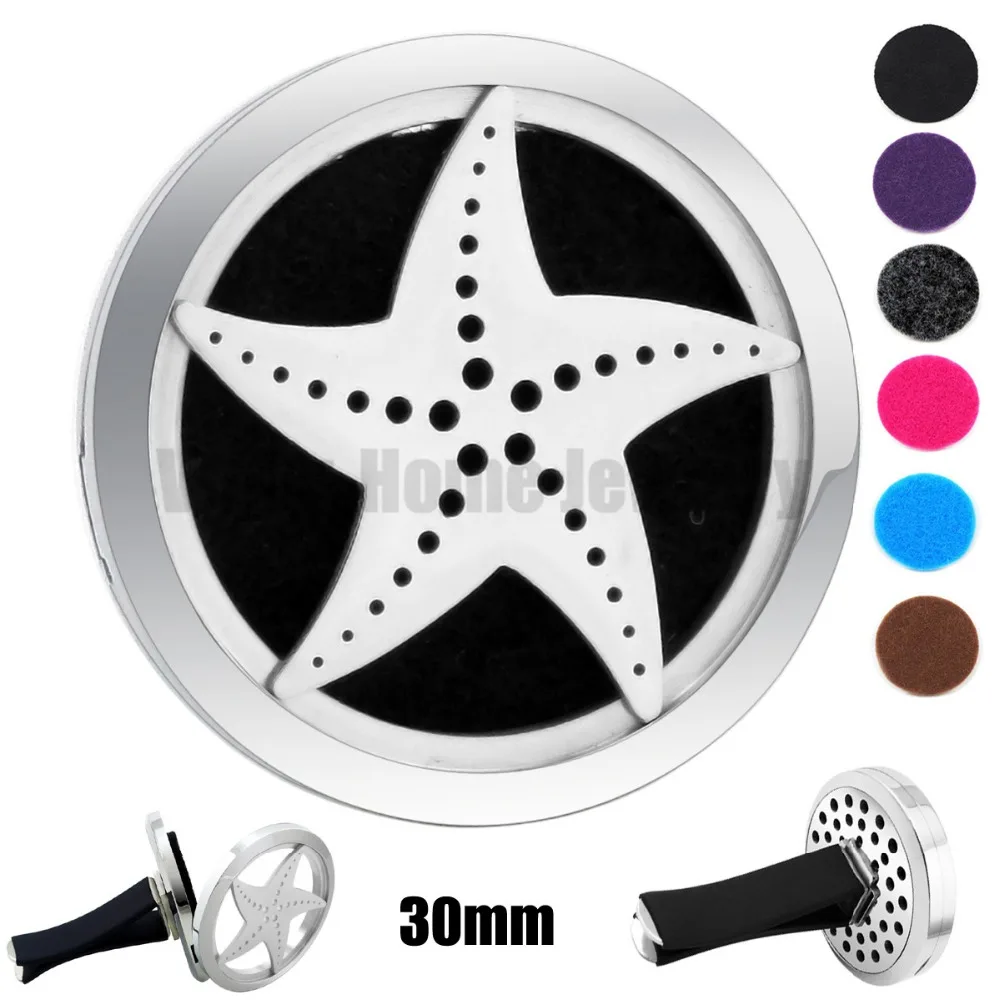 Starfish 30mm Round Steel Essential Oils Car Aromatherapy Locket
