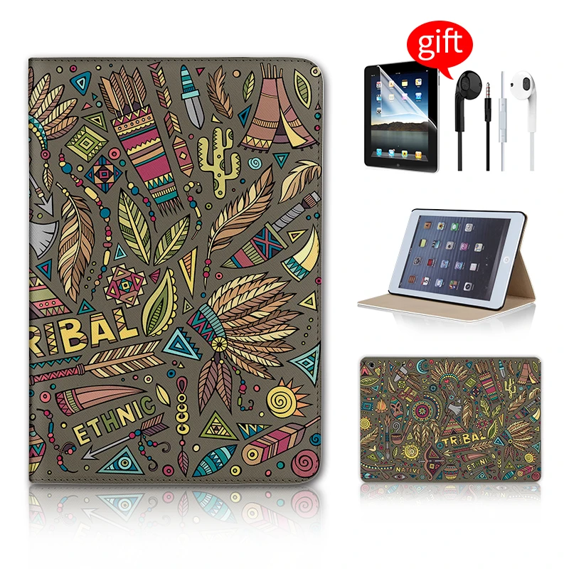 

Vintage Aztec Tribal Standing Flip Folio Case For Apple Ipad Mini 3 2 Mini Retina For Ipad Mini Cover Case Luxury Leather