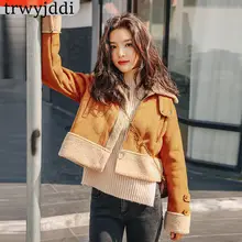 Новинка Меховая куртка Для женщин Свежий утолщение оленьей шерсти ягнят в байкерском стиле и стиле ретро короткая куртка женские зимние пальто N88