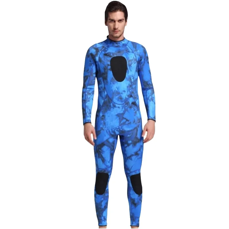 

2018 Camouflage 3mm Neoprene Men Wetsuit One piece Swimsuit Snorkeling Dive Surf Swim Suit Swimwear Spearfishing Beach Wear Blue