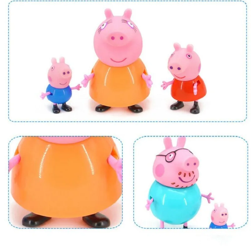 Peppa Pig 4 шт./компл. Джордж морская свинка семья из четырех папа мама фигурка модель Pelucia аниме игрушки для детей подарок
