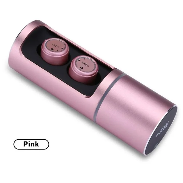 pink Nasin M2+ TWS True 5,0 Bluetooth наушники-вкладыши мини шумоподавление и водонепроницаемые наушники с зарядным устройством - Цвет: pink