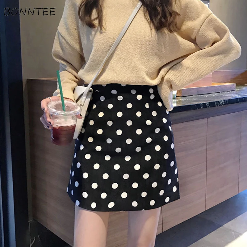 

Skirts Women Dot A-Line High Waist Skirt Slim Trendy Elegant All-match Comfortable Summer Mini Korean Style Leisure New Womens