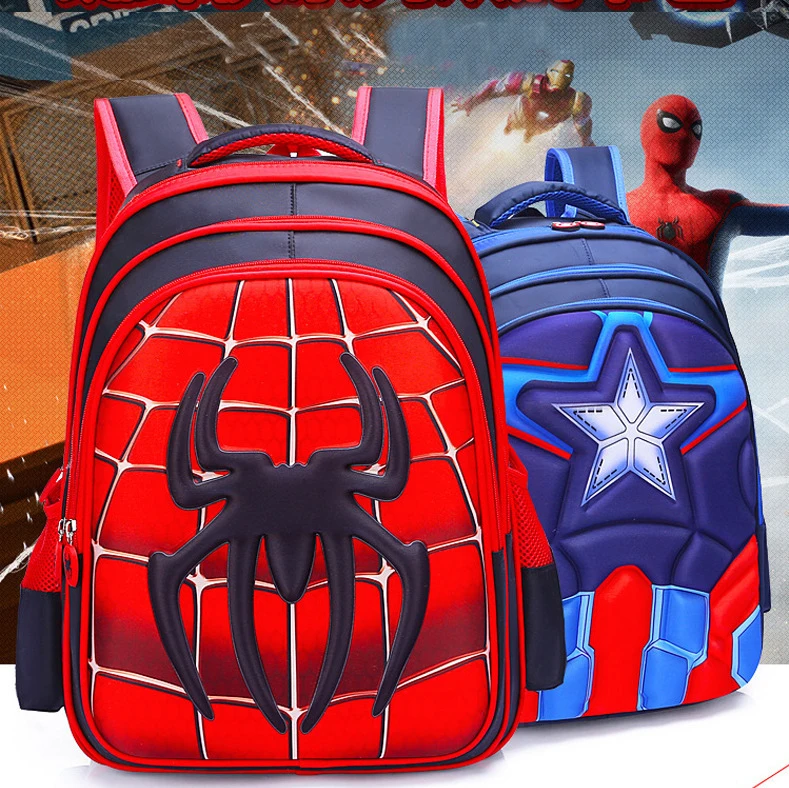 

New 3D Spiderman Captain America School Bag Boys Backpack Kids Children Cartoon Backpacks Baby Child Infantil Escolar Mochilas