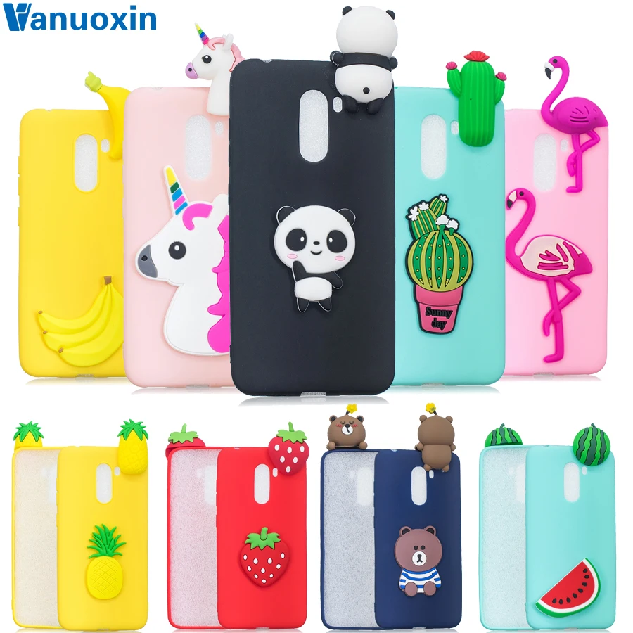 

Soft Silicone cover on for Xiaomi Pocophone F1 case Poco F1 sFor Xiaomi Pocophone F1 Phone cases 3D Cartoon Bear Unicorn Panda