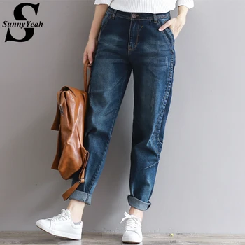 

SunnyYeah 2020 Boyfriend Women Jeans Denim Harem Pants Female Casual Trousers Femme Plus Size High Waist Jeans mujer Vaqueros