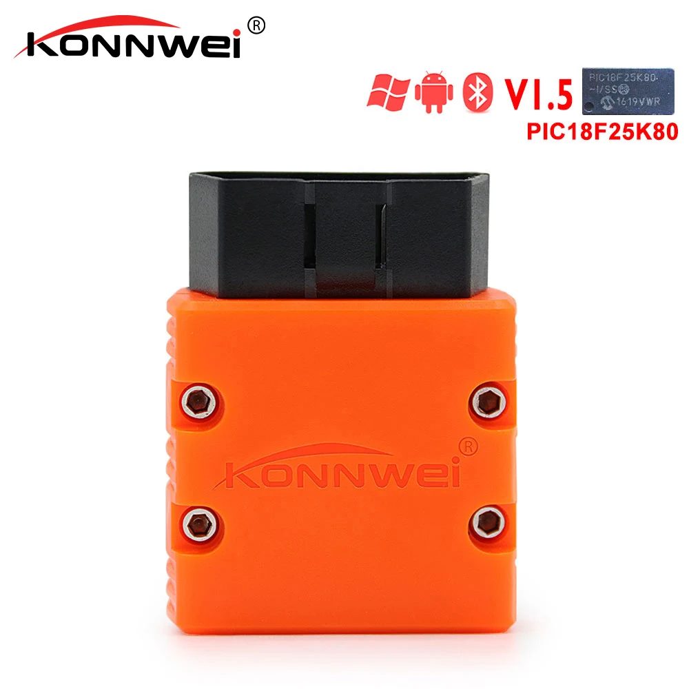 

KONNWEI KW902 ELM327 V1.5 Bluetooth Chip PIC18f25k80 OBDII Code Reader ELM 327 AutoScanne rOBD2 Diagnostic Tool Android PC icar2