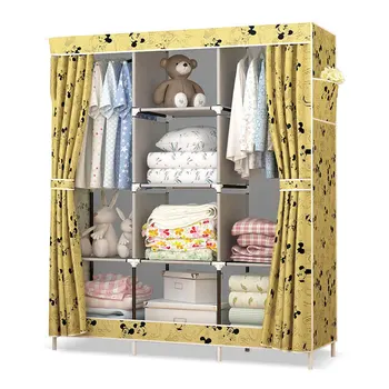 

Actionclub Large Non-woven Cloth Wardrobe Closet Moisture-proof Dust-proof DIY Assembly Fabric Wardrobe Home Furniture