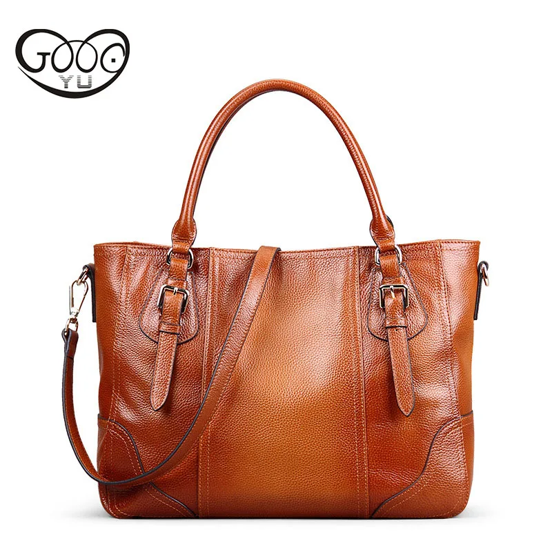 

Europe and the United States fashion double color wear high quality first layer of leather lychee pattern handbag shoulder bag l