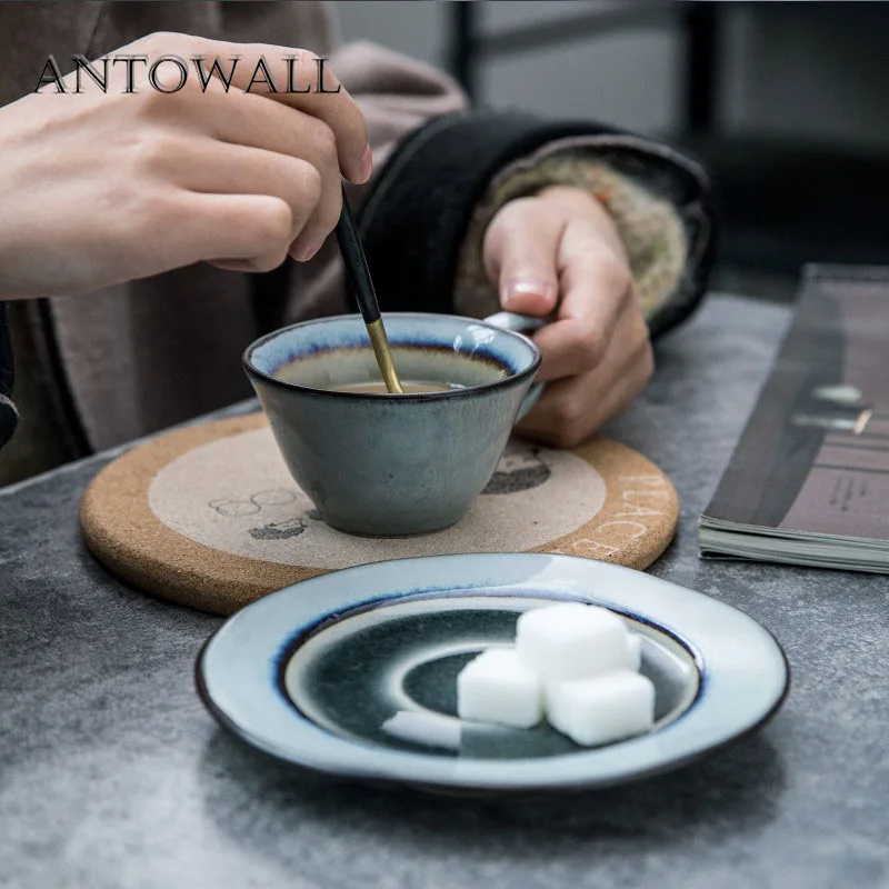 ANTOWALL кофейная треугольная чашка ледяная трещины глазурь послеобеденный чай керамическая посуда Питьевая утварь чашка и блюдце набор бытовой