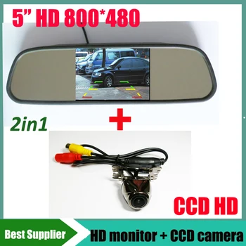 

5" car monitor mirror TFT LCD + CCD HD Waterproof night vision car rear view parking camera universal Car backup reverse camera