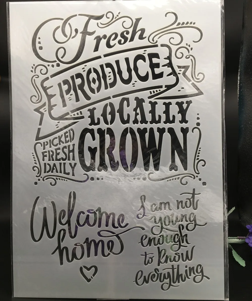 

29*21cm A4 Fresh Produce DIY Layering Stencils Wall Painting Scrapbook Coloring Embossing Album Decorative Card Template