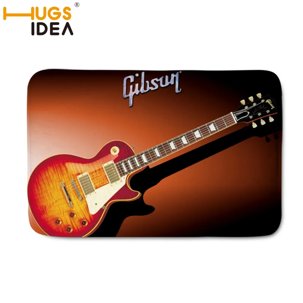 

HUGSIDEA 40*60cm Gibson Les Paul Guitar Doormat Non-Slip Rubber Black Rugs and Carpets for Home Living Room Mats Bedroom Bedside