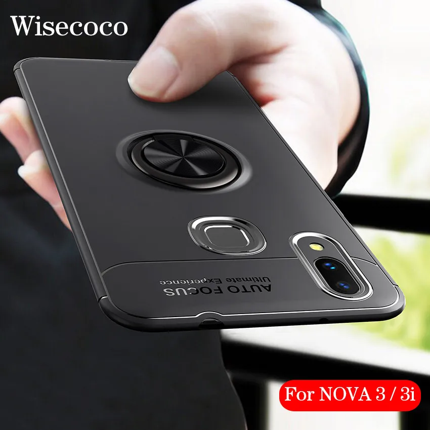 

Luxury Silicone Case for Huawei Nova 3 Nova3 Nova3i Coque Magnetic Bracket Ring Car Holder Back Funda for Huwai Nova 3i Cover