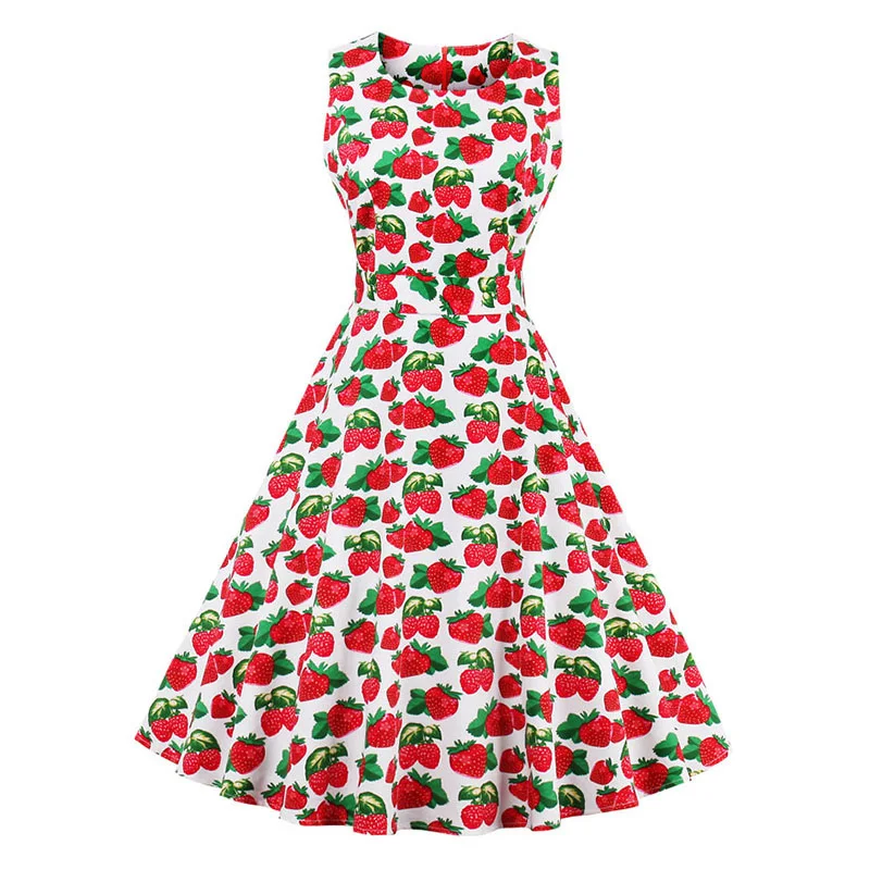 Kostlish 9 Style Print Summer Dress Women 2017 Sleeveless Swing 1950s Hepburn Vintage Tunic Dress Elegant Party Dresses Sundress (22)