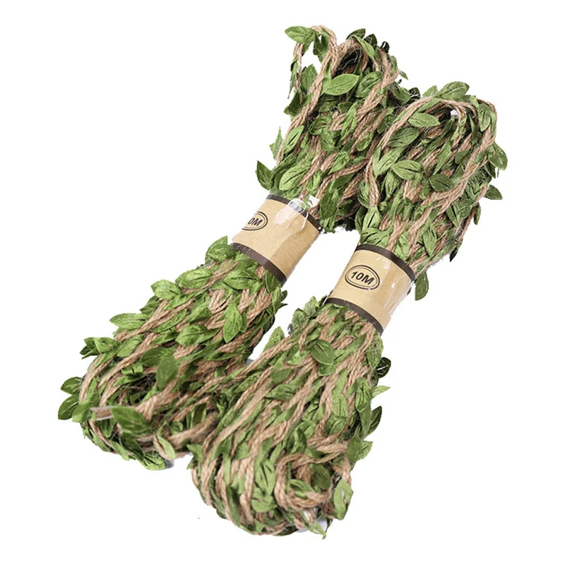 

1PC 10M/Lot Artifical Leaf Natural Jute Twine Rope Burlap Ribbon DIY Craft Vintage for Home Christmas Wedding Party Decoration