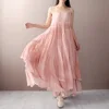 Makuluya Bohemia High Quality Cotton Linen Sleeveless Strap Vest  Holiday Beach Long Dress Women Female Summer Spring Vintage QW ► Photo 3/5