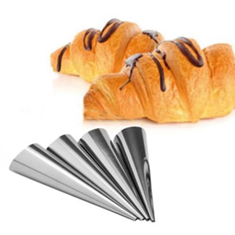 

10pcs Mold Non-stick Spiral Baked Croissants Baking Tools Stainless Steel Hollow Cones Horn Tubes Cookie Dessert Tool
