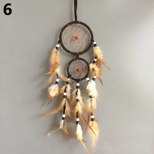Double Circle Dream Catcher with Feathers Hanging Decoration Bedroom Ornament (1)