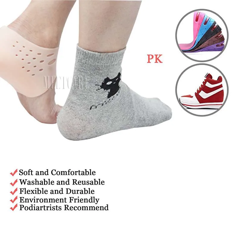  2cm Invisible Height Lift Heel Pad Sock Liners Increase Heightened Gel Insole Dress In Socks Reliev