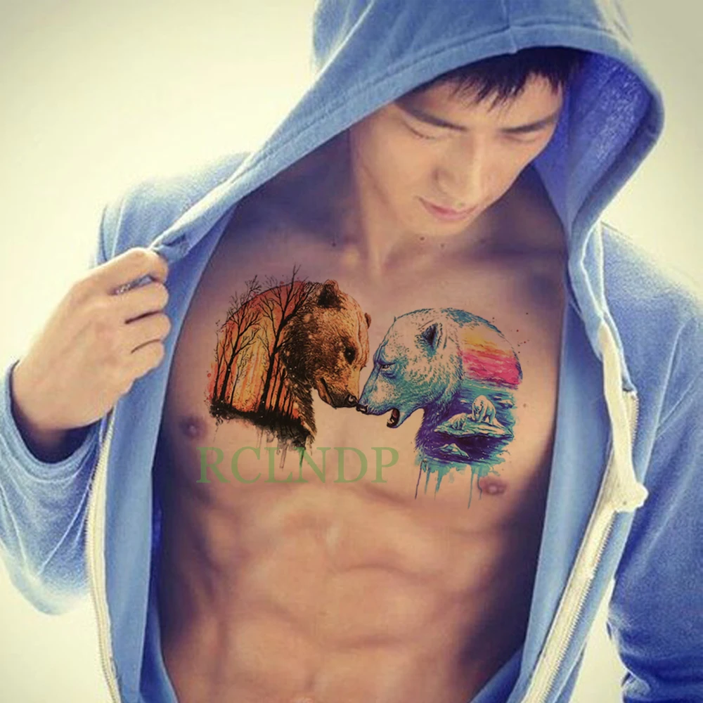 

Waterproof Temporary Tattoo Sticker bear Fake Tatto Flash Tatoo Large size Tatouage Leg Arm back chest tato for Women Men girl