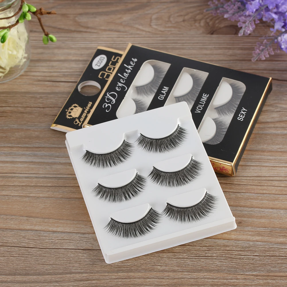 3 pares coreia 3d cruz cílios postiços natureza meio grosso dlong falso cílios cosméticos à moda maquiagem ferramenta extensão