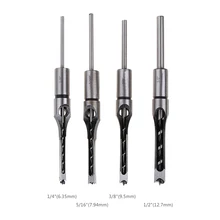 4pcs Woodworking Square Hole Bits Drill Mortising Chisel Set 1/4-1/2 Inch Mortiser Drills Bit Set For Cordless Screwdriver