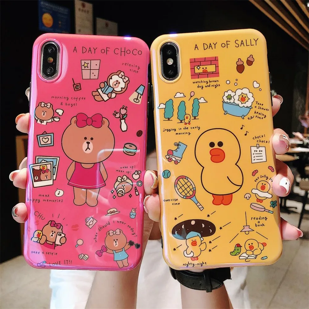 

Cute Cartoon Bear Rabbit Sally Chicken blu-ray soft phone case for iphone 7 case 6 6s 8plus IMD Soft case for X XR XS MAX