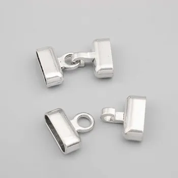 

5Sets Antique Silver Color Square End Cap Hook Clasps Fit Double 10*6mm Licorice Leather Cord Bracelet Jewelry Finding