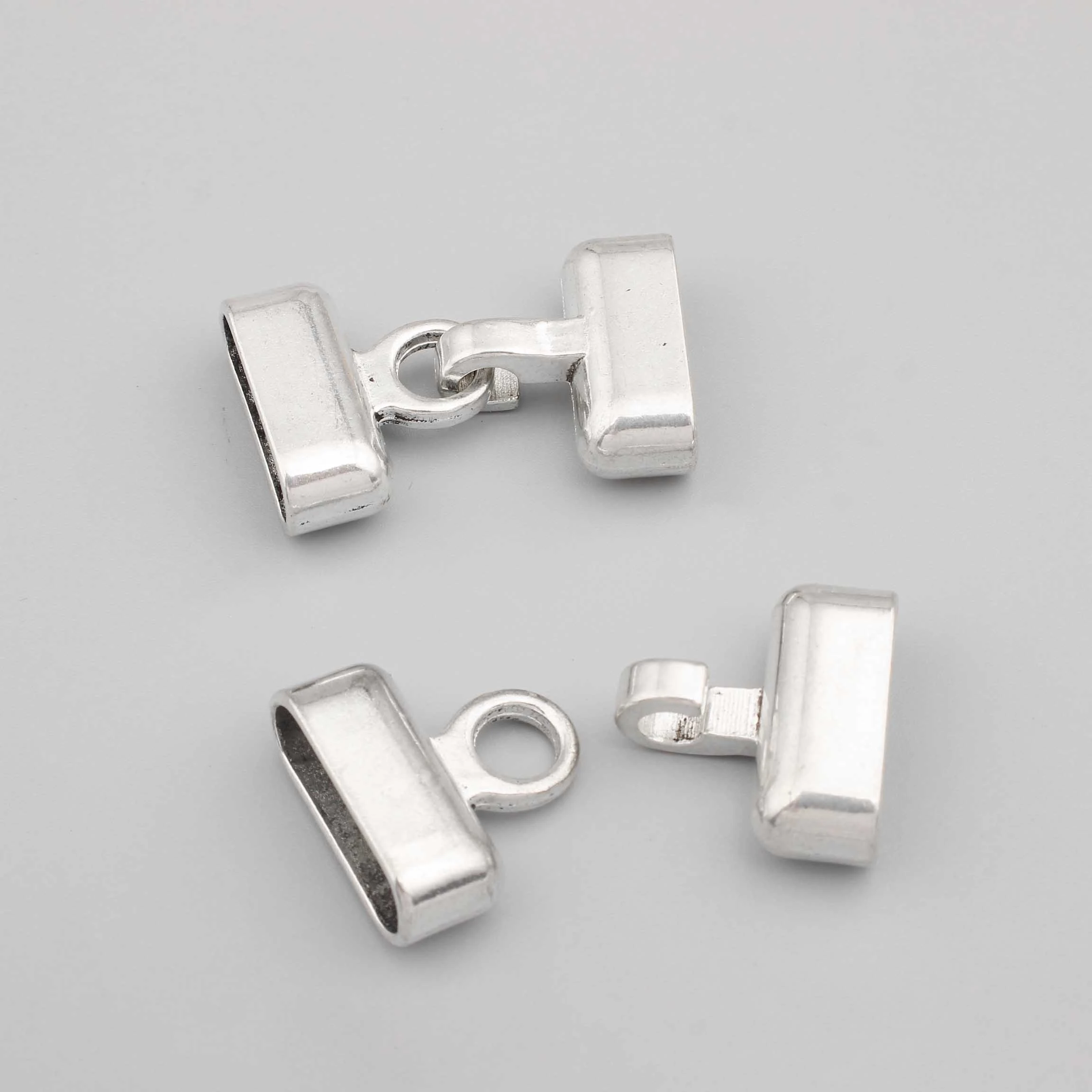 10Pcs Antique Silver Square End Cap Beads Stopper Fit 10*6mm Licorice Leather