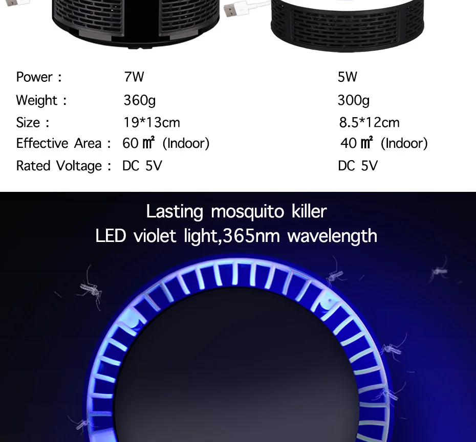 Лампа-убийца от комаров, ловушка от насекомых, мух, USB, мухобойка, убийца насекомых, светодиодный, УФ, Ночной светильник, электрические репелленты, лампы