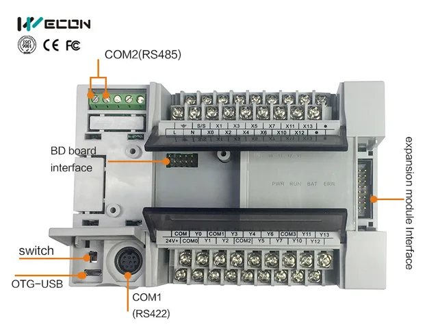 Cheap wecon LX3V-1412MT4H-D 26 points plc smart controller for motion controller with Portuguese PLC software