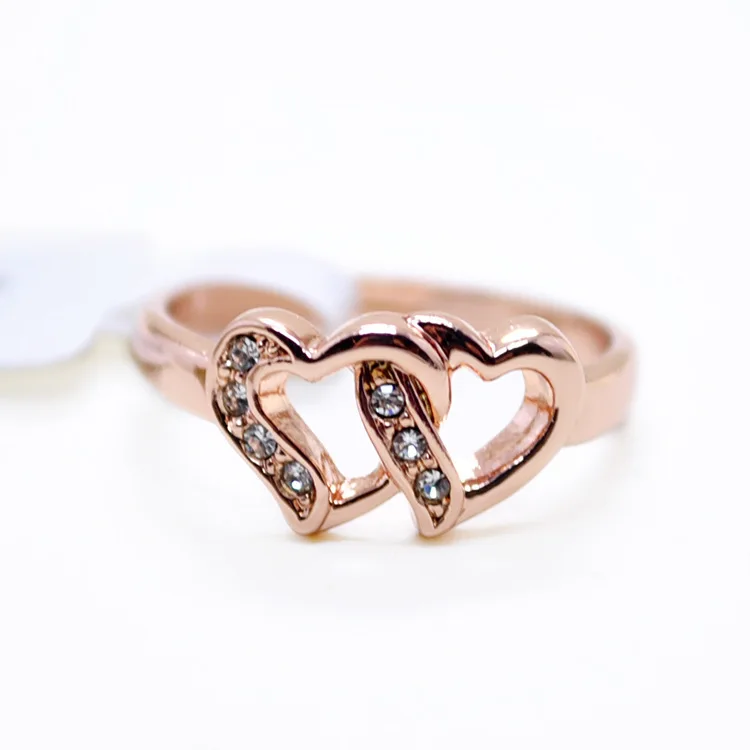 New design top quality ltalina rigant 18k gold plated heart shape ring with small zircon for