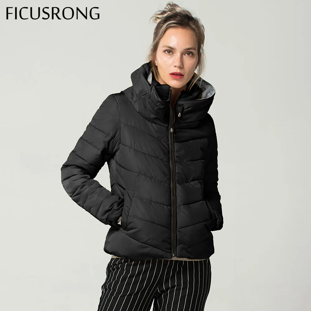 Beste Hooded Geel Vrouwen Herfst Winter Jas Stand Kraag Katoen Gevoerde Vrouwelijke Basic Jacket Bovenkleding Jas chaqueta mujer FICUSRONG
