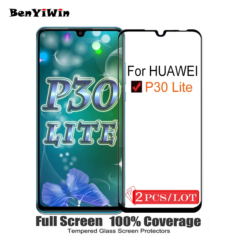 

2PCS 100% Original Full Cover Screen Protector on Protective Glass For Huawei P30 lite Tempered Glass For MAR LX1 LX2 AL01 Film