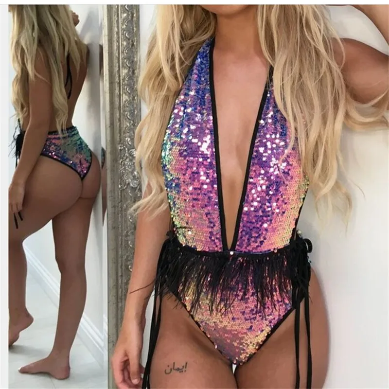 2019 Summer Bling Dazzling Sequins Backless Bodysuits Women Beach Sexy One Piece Swimming Suits Rave Festival Clothes Rompers 2019 Summer Bling Dazzling Sequins Backless Bodysuits Women Beach Sexy One Piece Swimming Suits Rave Festival Clothes Rompers