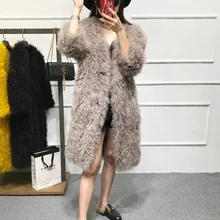winter women’s real fur coat V-neck 2017 fashion slim wool natural mongolia sheep fur coats girls lamb jacket female outerwear