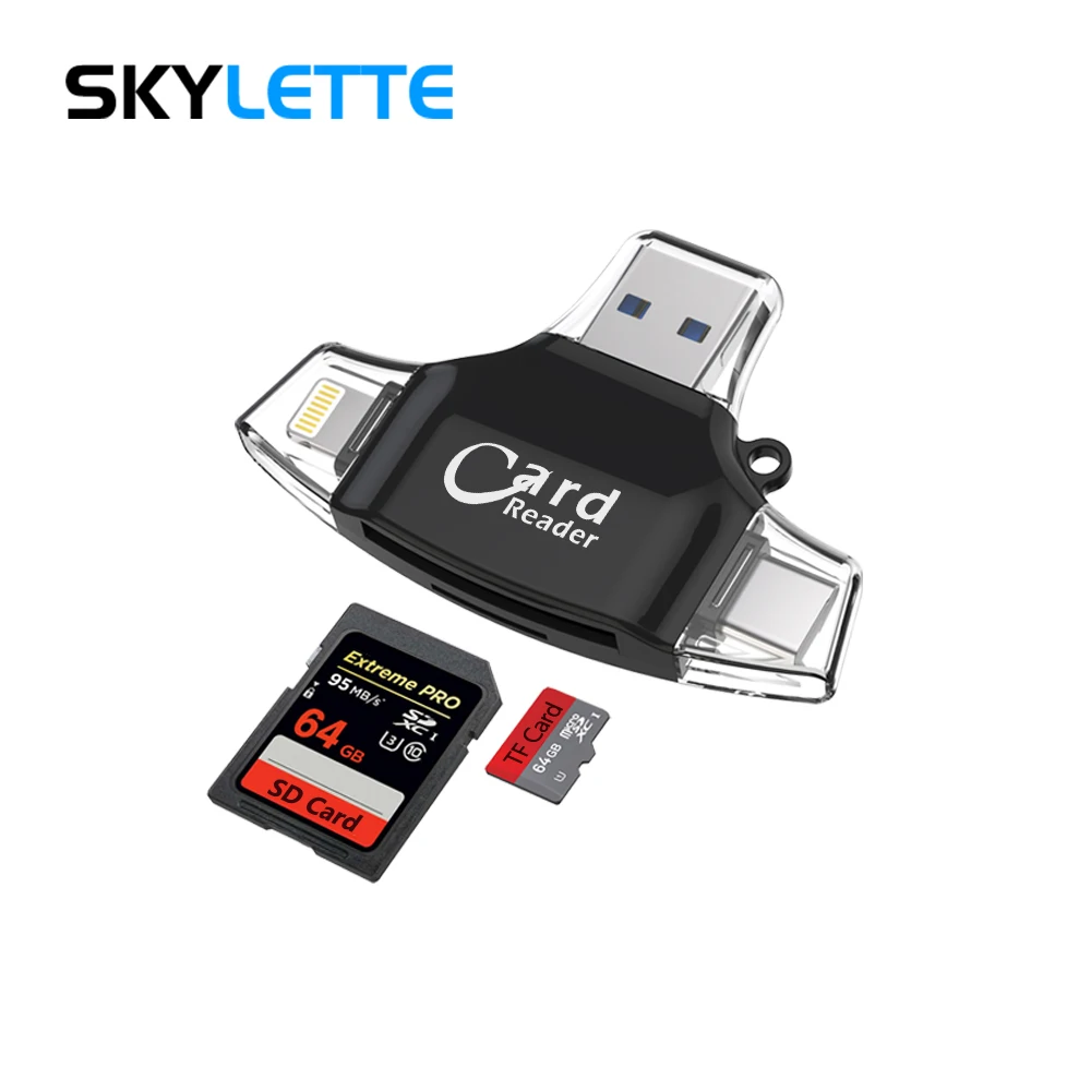 

Multi in 1 SD TF Card Reader iOS Type-C USB Android Multi-system Compatible Adapter Card Reader For iPhone Samsung iPad PC
