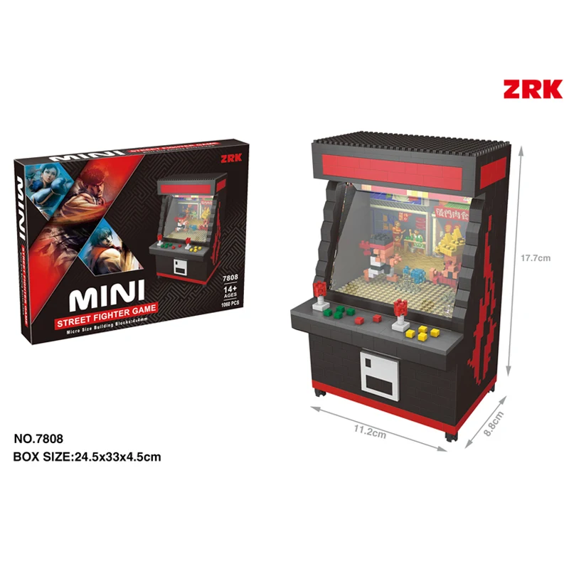 

DIY Funny Fighter Arcadegames micro diamond building block Game Console assemblage bricks toys block with led light