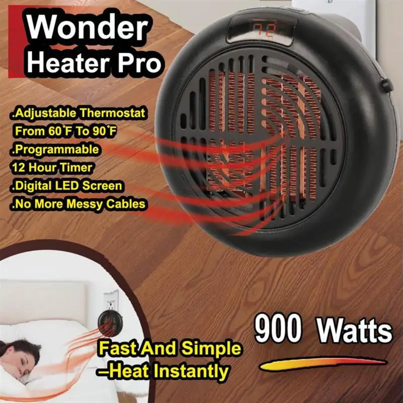 

Digital LED Screen Mini Electric Heater Portable 900W Fan Heater Adjustable Thermostat Household Handy Warmer Machine for Winter