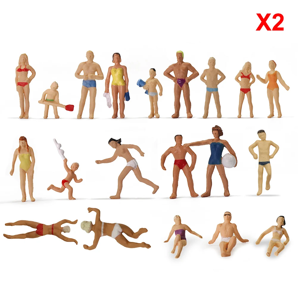 

40pcs Model Trains Swimming Figures 1:87 Scale HO Scale Beach Scenery Layout Landscape Miniature P8718