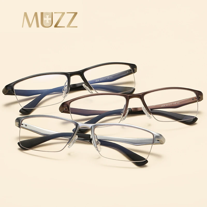 Muzz Männer Brille brown Optical 13g Myopie silber Versand Super Licht Kostenloser Schwarzes Aluminium rwXxIqrHf
