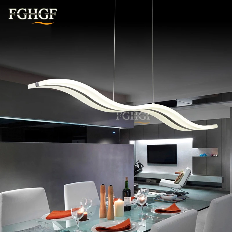 Hanging Modern Led Chandelier Lights For Dining Room Bar suspension Wave luminaire Lustres Chandeliers Lamp Lighting Fixtures (2)